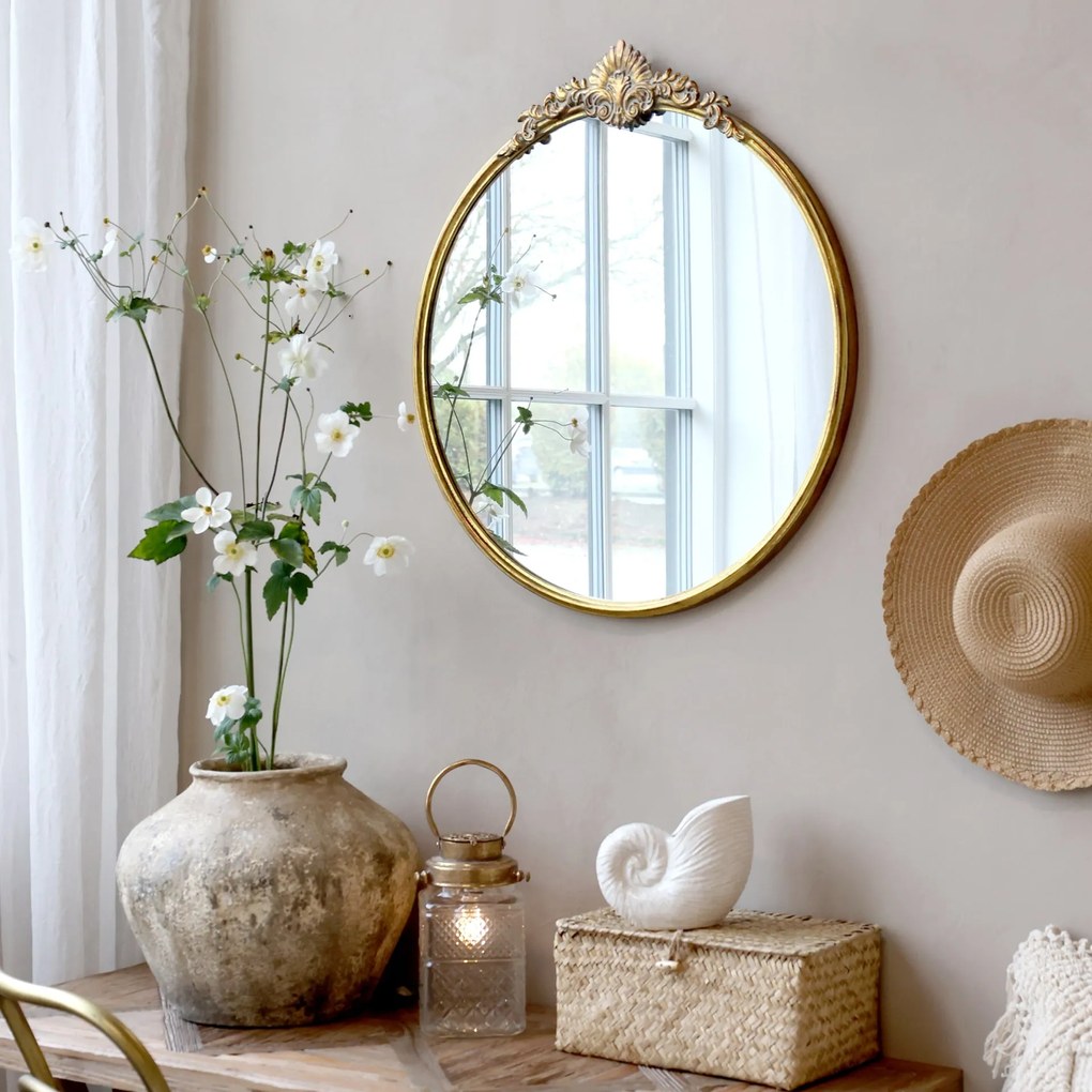 Chic Antique Nástenné zrkadlo Round Décor Edge Ø 60 cm