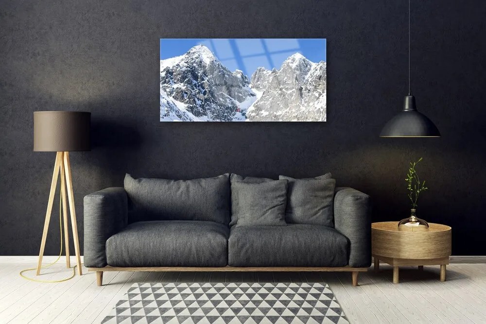 Skleneny obraz Hora sneh príroda 100x50 cm