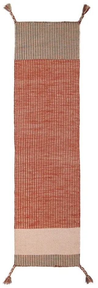 Oranžový vlnený behúň Flair Rugs Anu, 60 x 200 cm