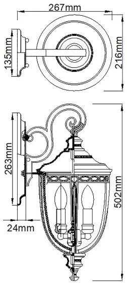 Feiss FE-EB2-M-BRB-Vonkajšie nástenné svietidlo ENGLISH BRIDLE 3xE14/60W/230V IP44