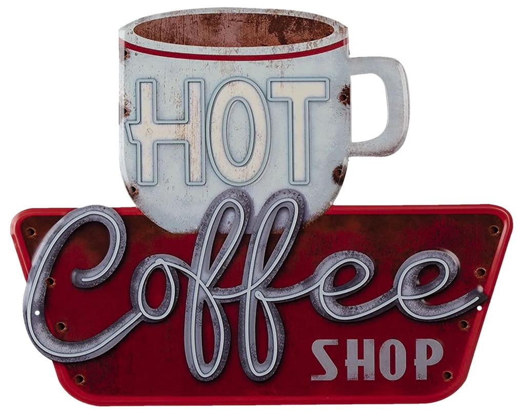 Kovová cedule Hot Coffee shop - 38*48 cm