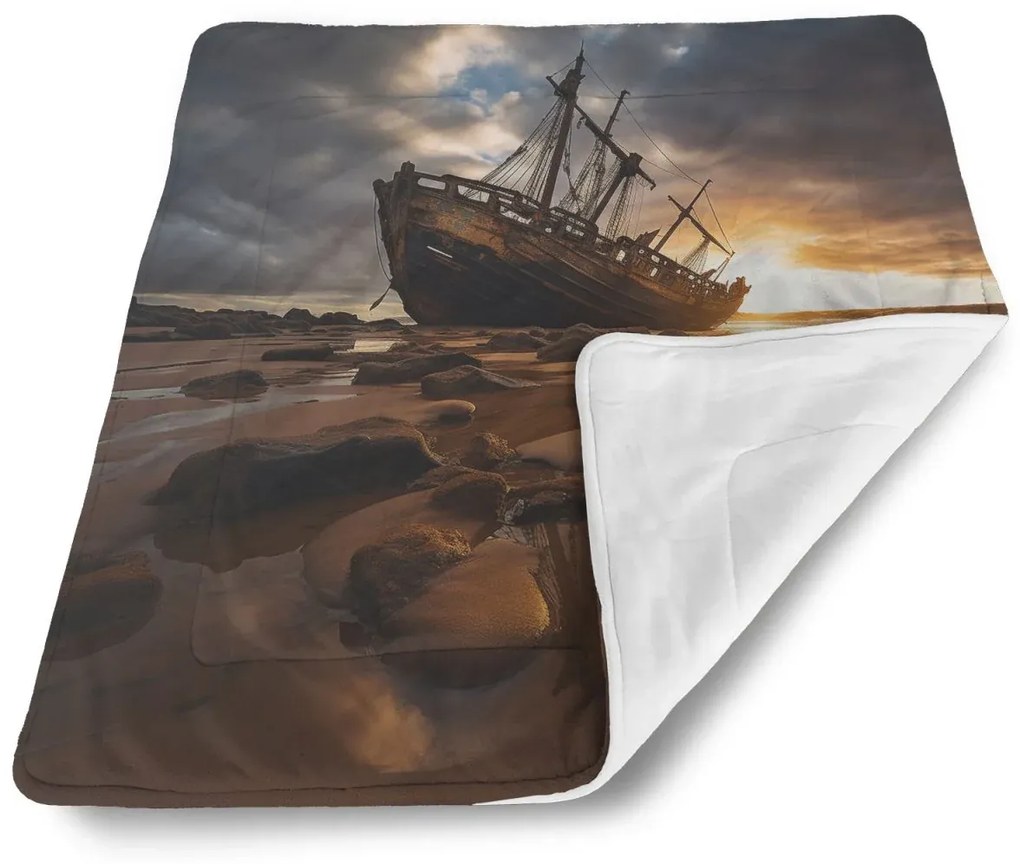 Sablio Deka pre bábätko Vrak lode pri západe slnka - 80x100 cm