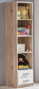 Vysoký regál so zásuvkami Cariba, dub san remo/biela%