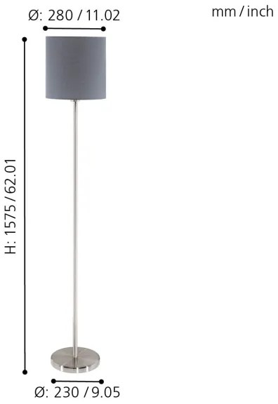 Eglo 95166 - Stojacia lampa PASTERI 1xE27/60W/230V