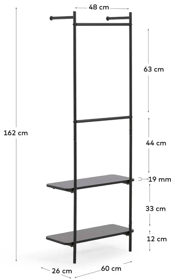 Čierny nástenný kovový set do predsiene Kave Home Galatia