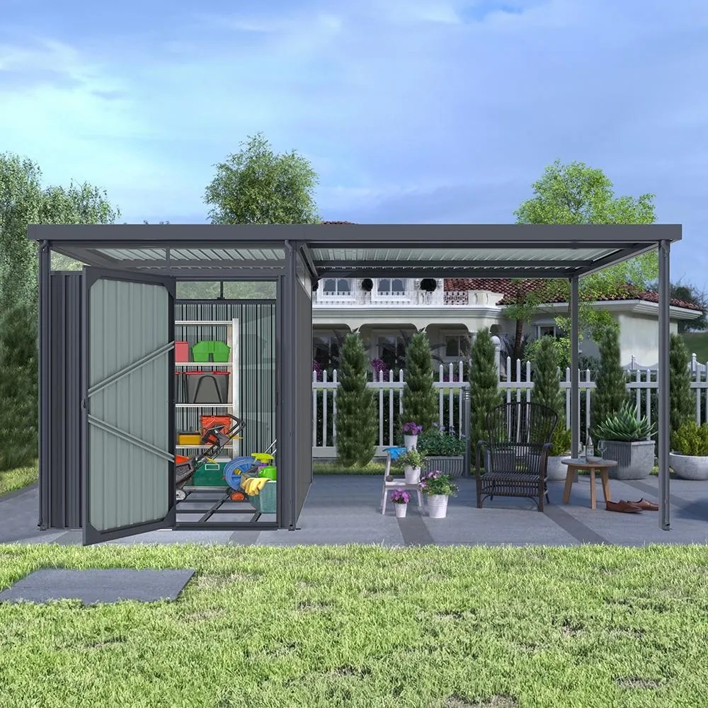 Záhradný domček so svetlíkmi Avenberg MAGNUS + prístavba 2.5 x 4.9 m - Premium