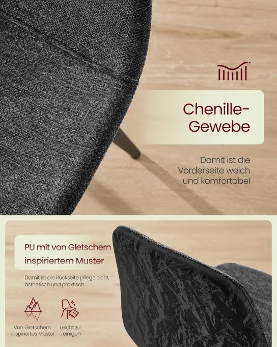 Set štyroch jedálenských stoličiek tmavosivý (4 ks)