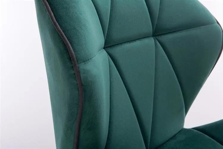 LuxuryForm Stolička MILANO MAX VELUR na striebornej podstave s kolieskami - zelená