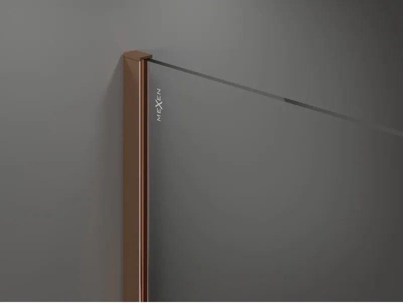 Mexen Kioto, sprchová zástena 80x200 cm, 8mm číre sklo s čiernym rámom, profil ružové zlato, 800-080-101-60-70