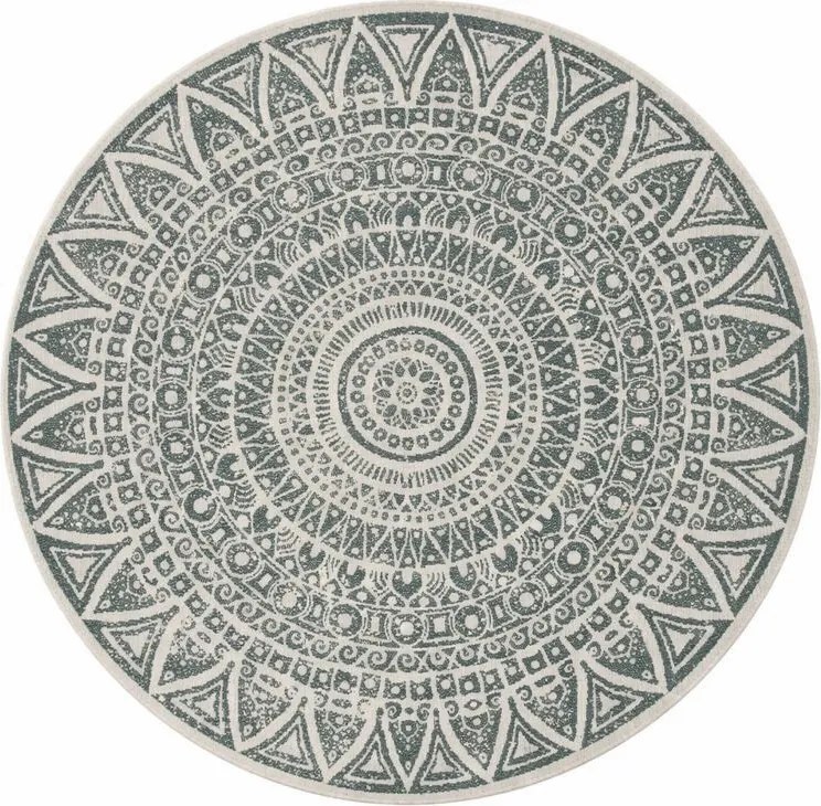 Mujkoberec Original, Kusový koberec Mojkoberec Original Nora 104163 Green Creme kruh – na von aj na doma, 240x240 (priemer) kruh, zelená, chodba / predsieň