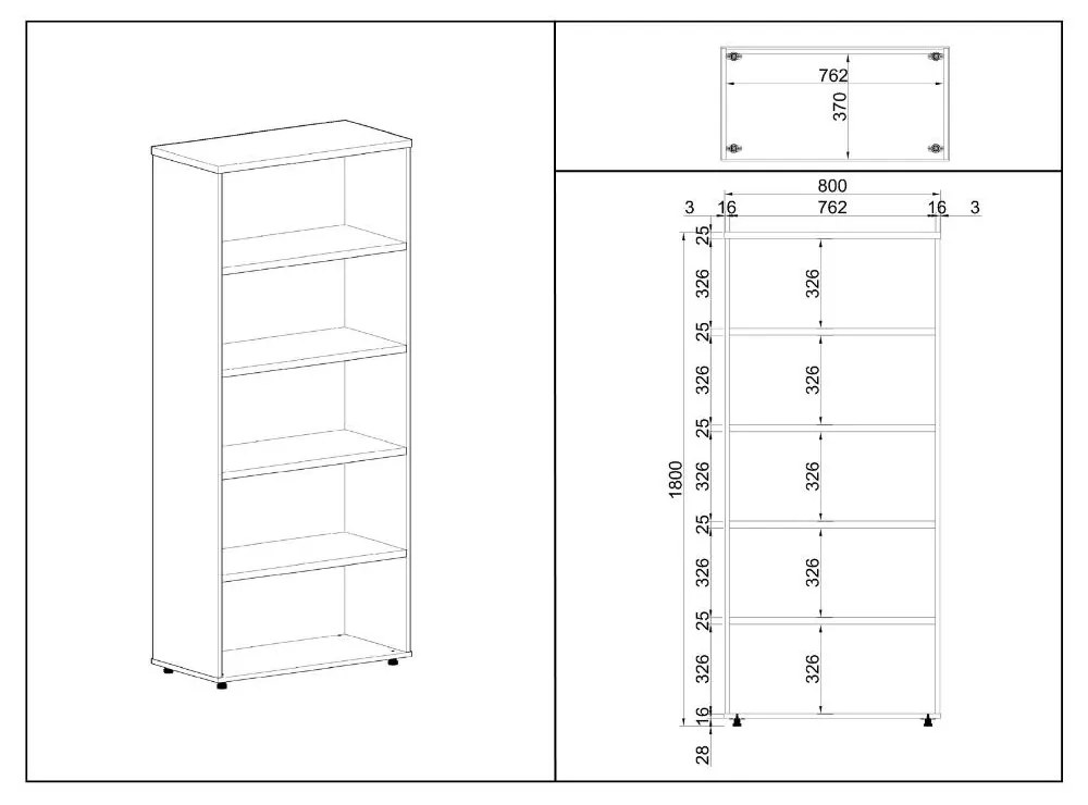 Vysoká skriňa SimpleOffice 80 x 40 x 180 cm, sivá