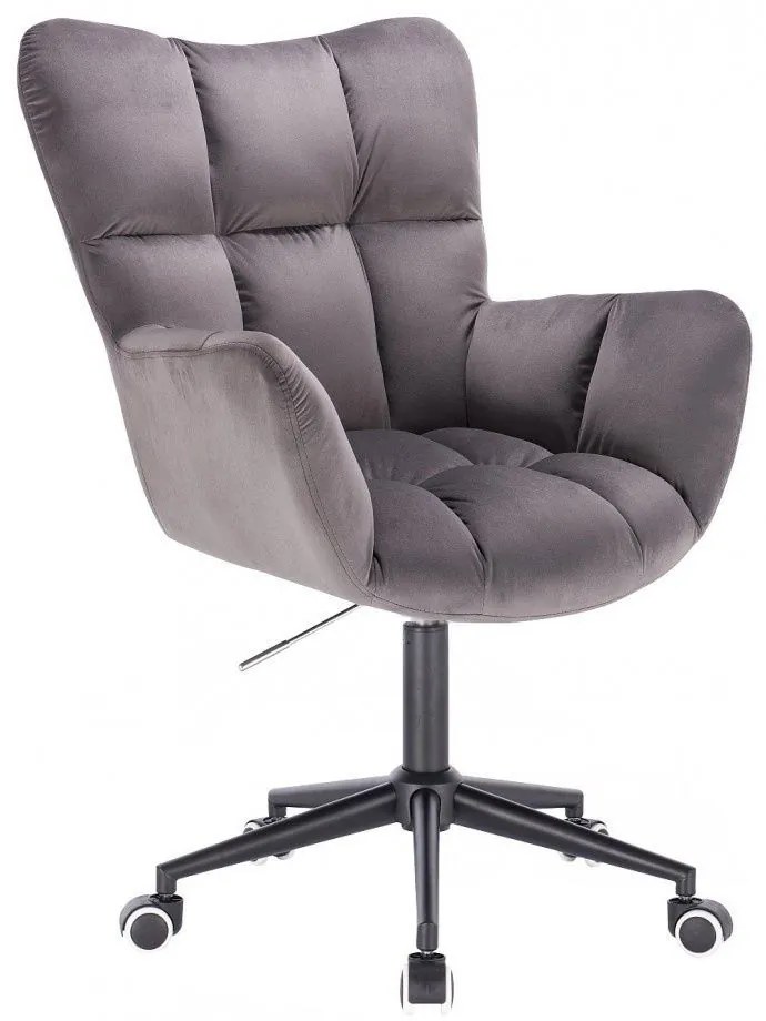 LuxuryForm DESIGN Kreslo AURORA VELUR na čiernej podstave s kolieskami - tmavo šedé