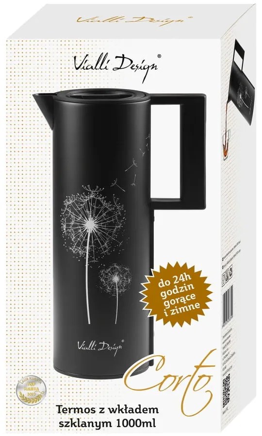 Čierna termoska 1 l Corto – Vialli Design