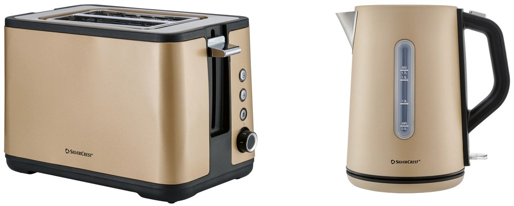 Silvercrest®  Hriankovač STS 850 F3/Sots 850 F3, champagne + Rýchlovarná kanvica, 1,7 l, champagne  (800011159)