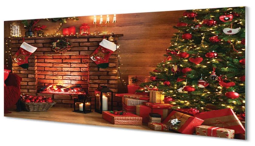 Obraz plexi Ozdoby na vianočný stromček darčeky ohnisko 120x60 cm