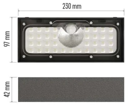 LED Solárny reflektor so senzorom pohybu LED/3,7V 3000mAh 4000K IP65 čierna