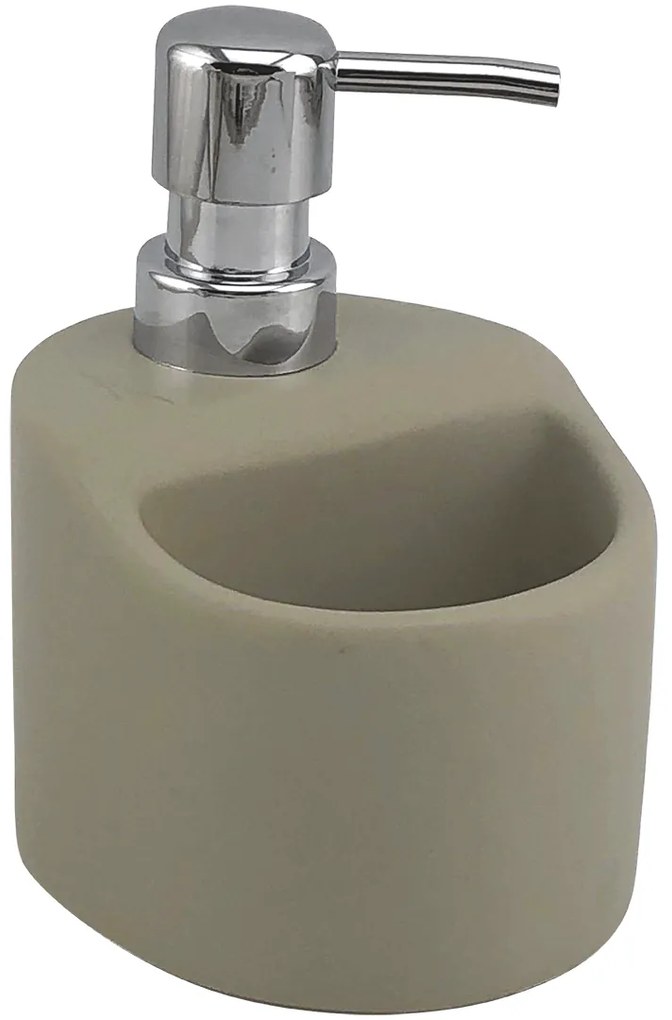 Kuchinox Yogo, keramický dávkovač saponátu 330ml na postavenie, béžová-chrómová, LAV-AMP_4M2M