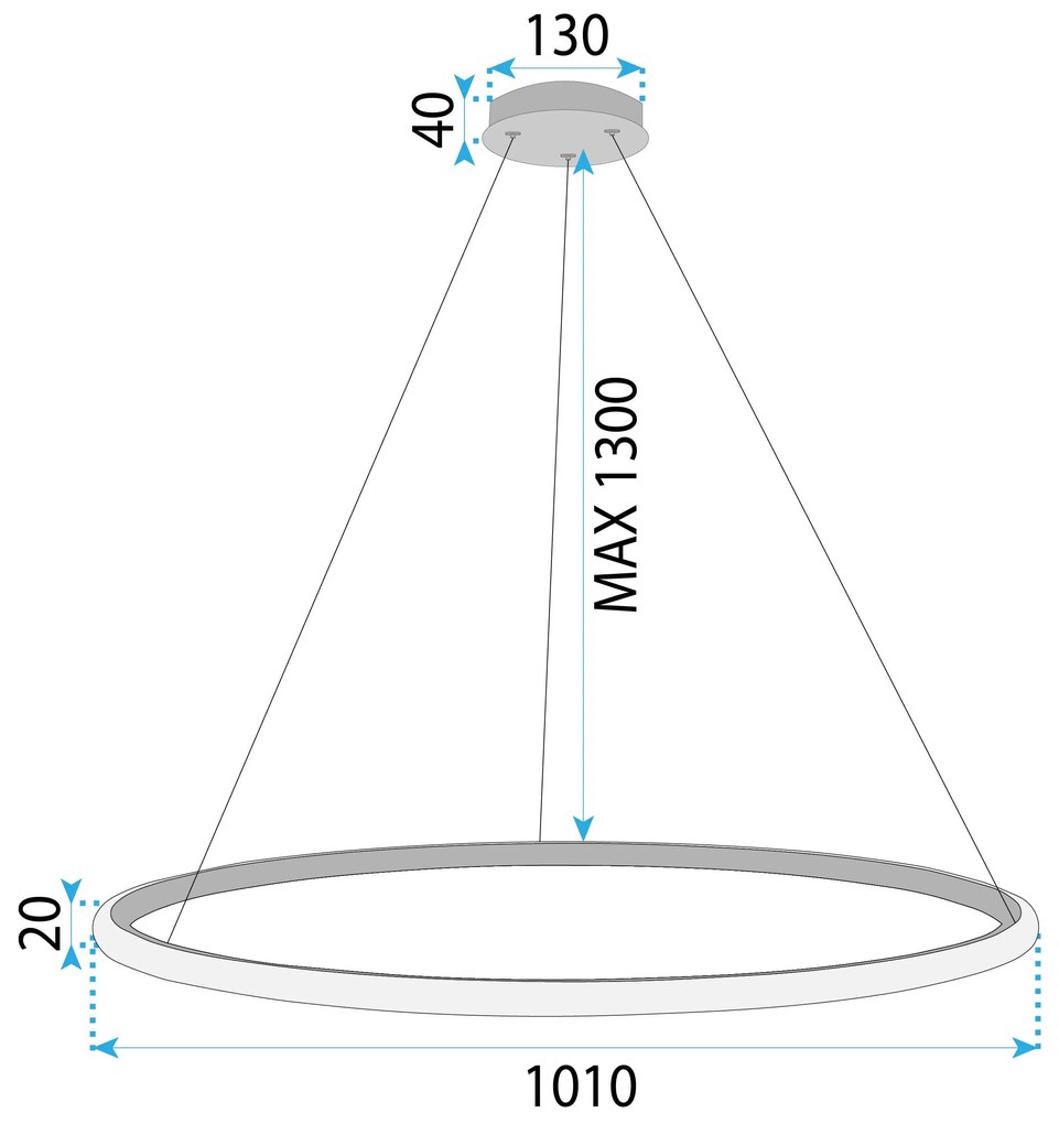Toolight Toolight, LED stropné osvetlenie 100cm, 60W, 3000K, LHJ006-CP, zlatá matná, OSW-60003