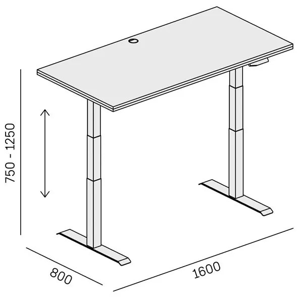 PLAN Kancelársky pracovný stôl SINGLE LAYERS bez prepážok, nastaviteľné nohy, biela
