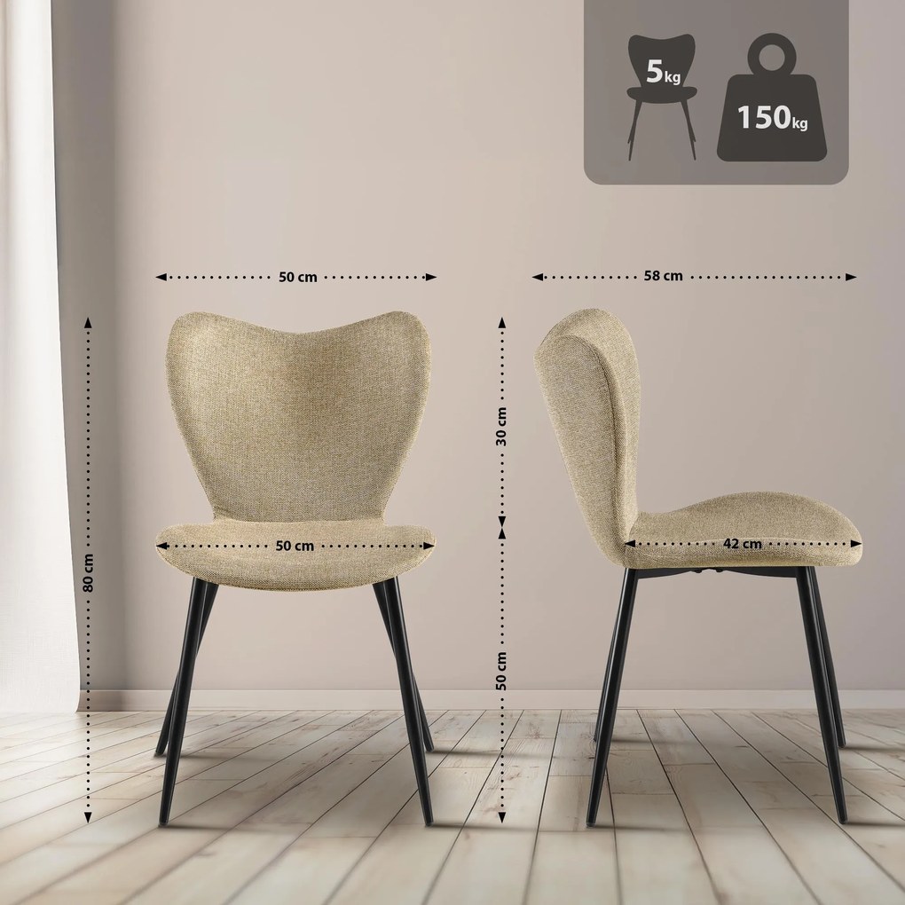 Jedálenská stolička Maika látka - sivohnedá