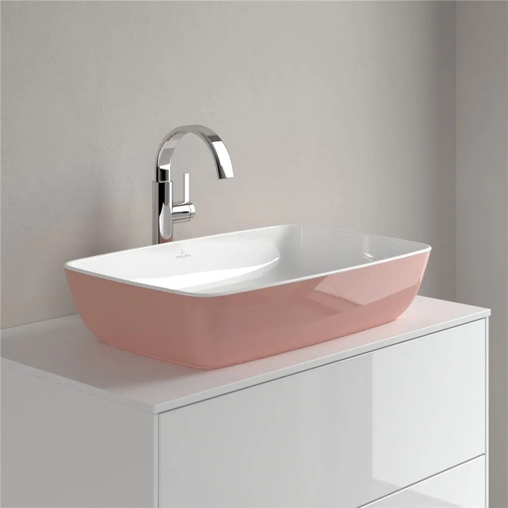 VILLEROY & BOCH Artis obdĺžnikové umývadlo na dosku bez otvoru, bez prepadu, 580 x 380 mm, Powder, 417258BCT0