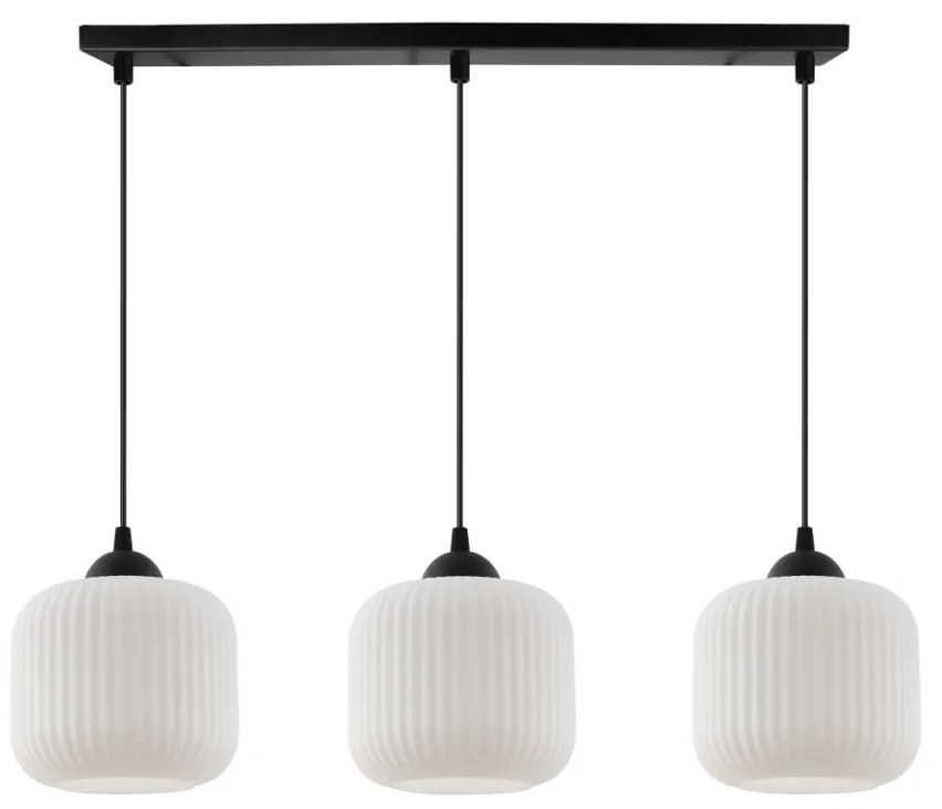 Závesné svietidlo Riffle, 3x biele sklenené tienidlo, b