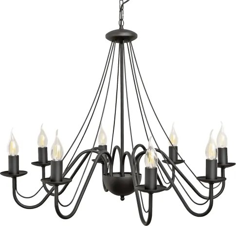 Luster na reťazi MALBO 8xE14/10W/230V čierny