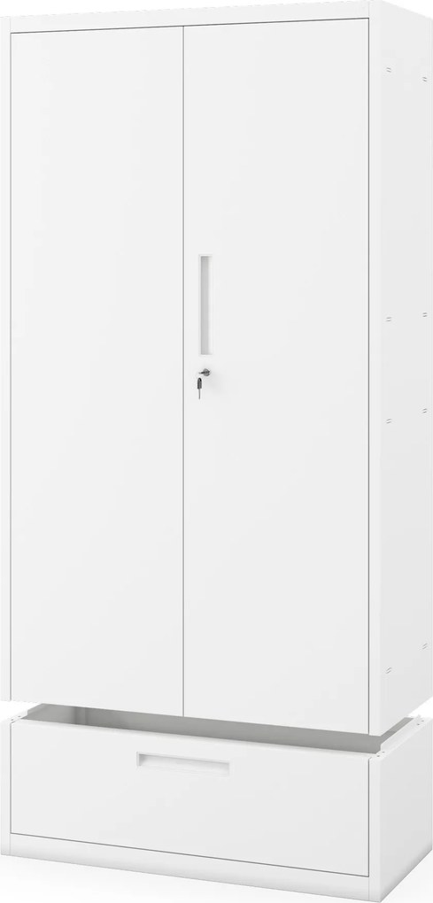 Modulárna kovová multifunkčná skriňa so zásuvkou biela MEGAN 1850 x 900 x 400 mm