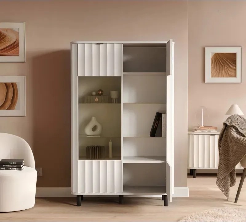Sklenená vitrína ONUR 98cm biela