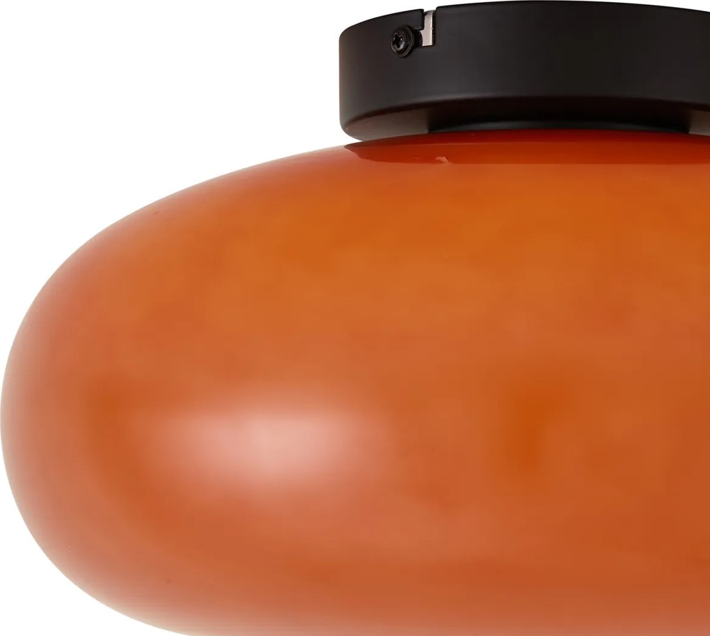 Retro čierne stropné svietidlo s oranžovým sklom 30 cm - Glaze