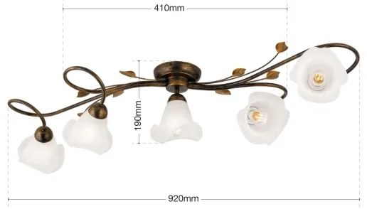 Orion DL 7-789/5 - Prisadený luster SISI 5xE14/40W/230V bronz/patina