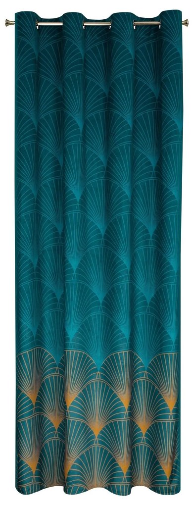 ZATEMŇOVACÍ ZÁVES NA KRÚŽKOCH LIMITED COLLECTION LOTOS 140X250 CM TYRKYSOVÁ