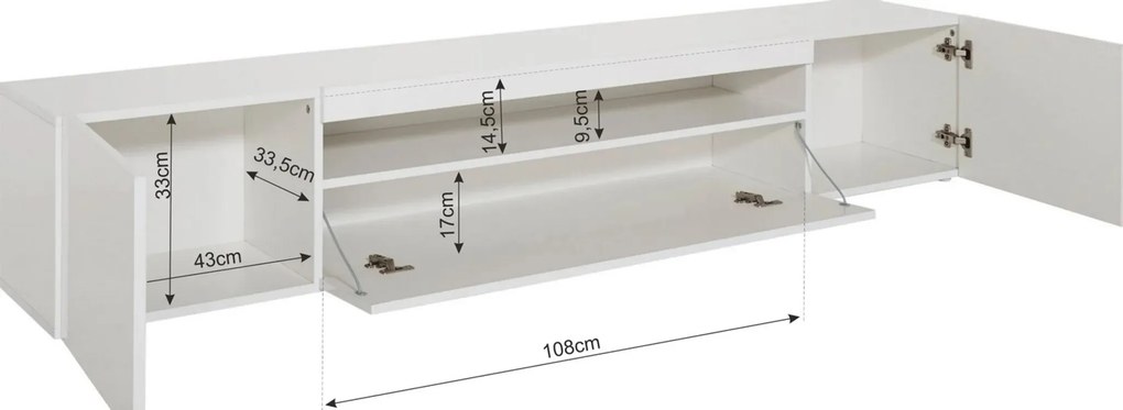 TV stolík/skrinka Nikka 200BB (biela + biely lesk). Akcia -20%. Vlastná spoľahlivá doprava až k Vám domov. 1124861