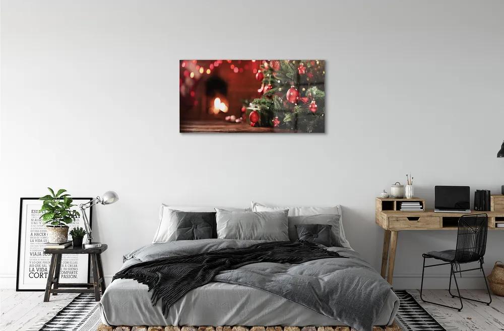 Obraz na akrylátovom skle Vianočný strom ozdoby svetla darčeky 100x50 cm