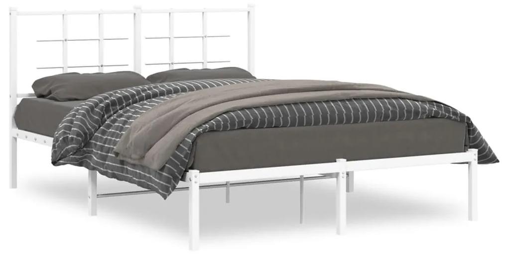 Kovový rám postele s čelom biely 140x200 cm 355611