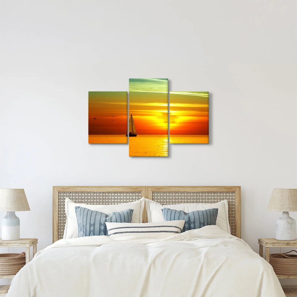 Obraz západu slnka s jachtou (90x60 cm)