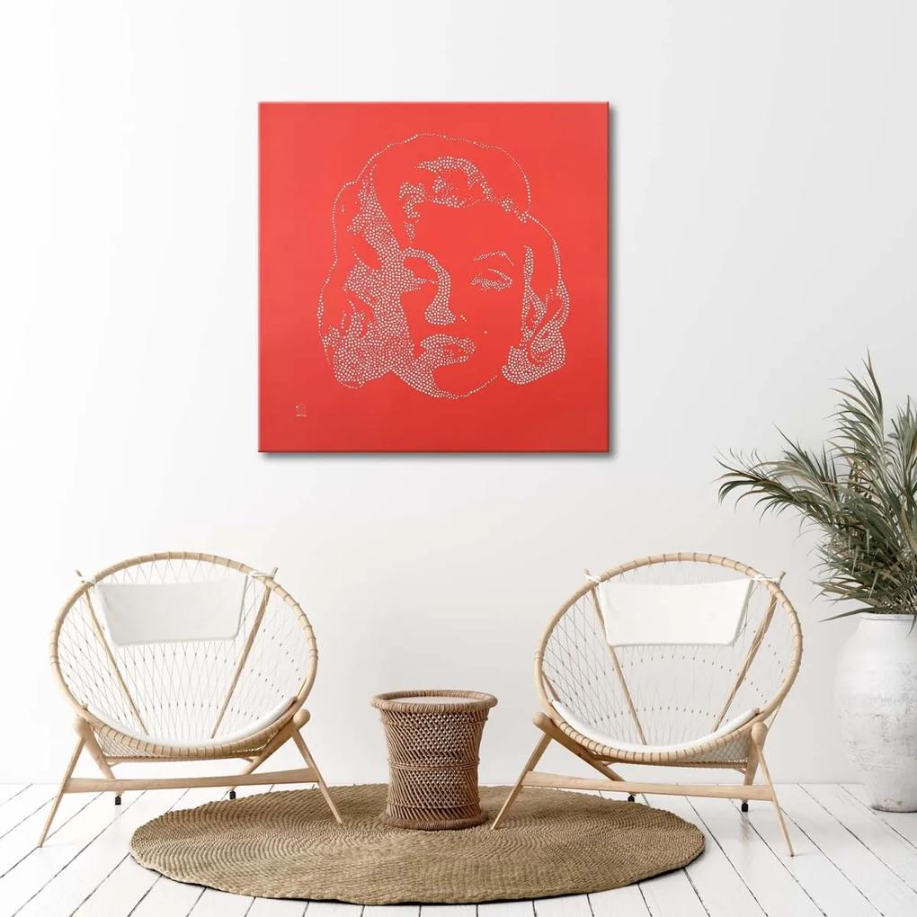 Obraz na plátně Marilyn Monroe červená - 30x30 cm