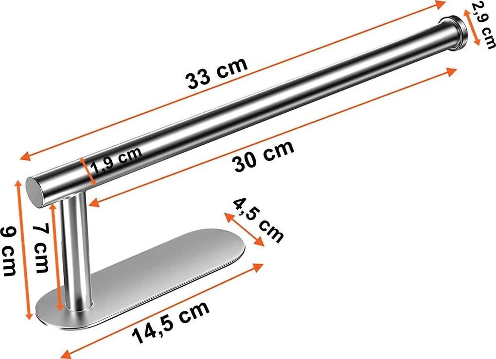 Držiak kuchynských utierok PARGO - strieborný