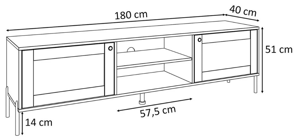 TV STOLÍK THEO S VIEDENSKÝM VÝPLETOM ČIERNY 154 cm