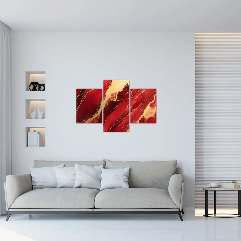 Obraz - Červeno-zlatý mramor (90x60 cm)