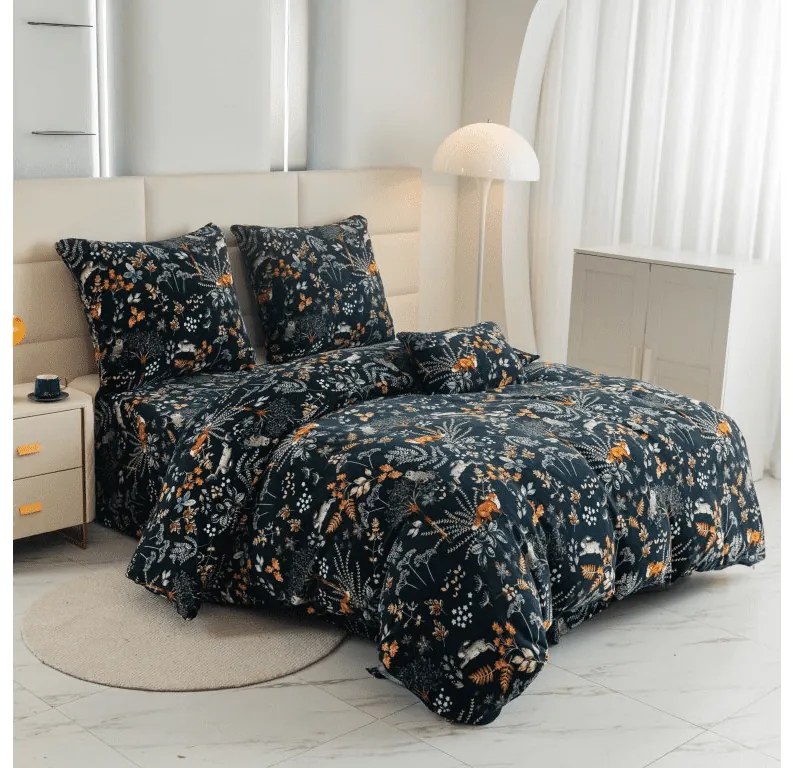 Súprava mikroplyšových obliečok THE FOX AND THE HARE tmavozelené + obliečka mikroplyš SOFT 90x200 cm biele, jednolôžko