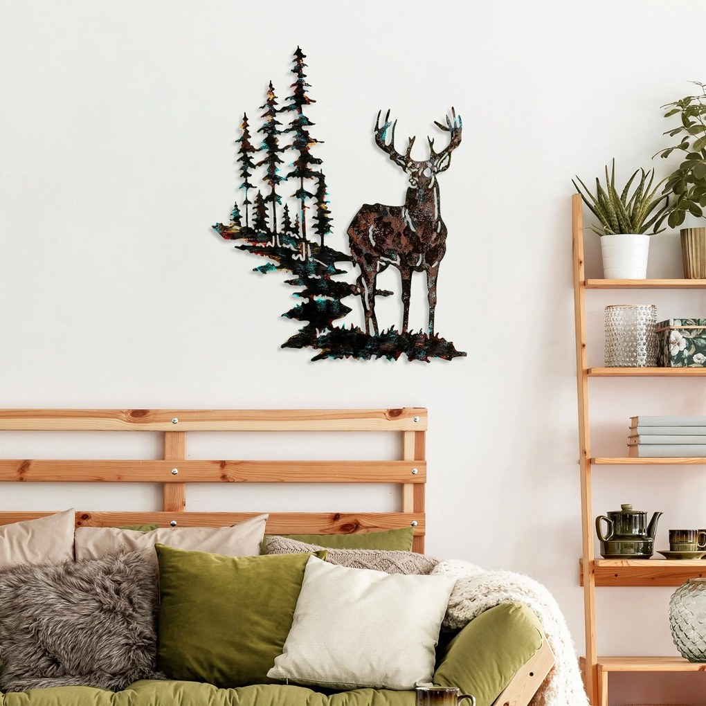Nástěnná kovová dekorace Deer vícebarevná