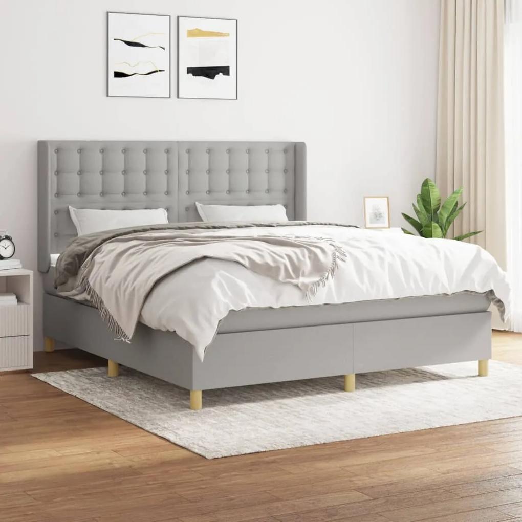 Boxspring posteľ s matracom bledosivá 180x200 cm látka 3132329