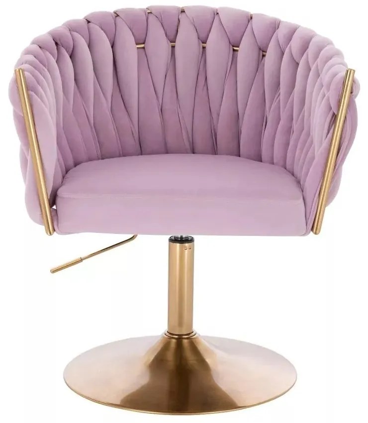 LuxuryForm DESIGN Stolička NORDEN VELUR na zlatom tanieri - levanduľa