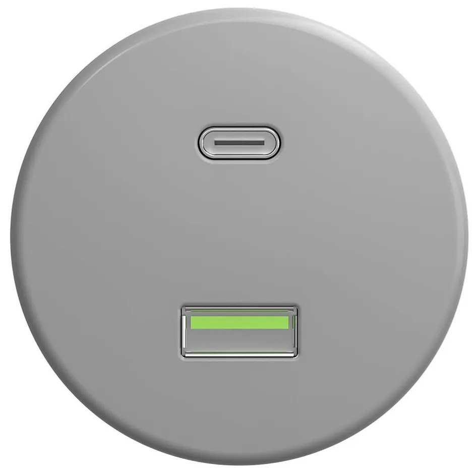 Kliklap - Retro USB zásuvka A+C bez rámika šedá