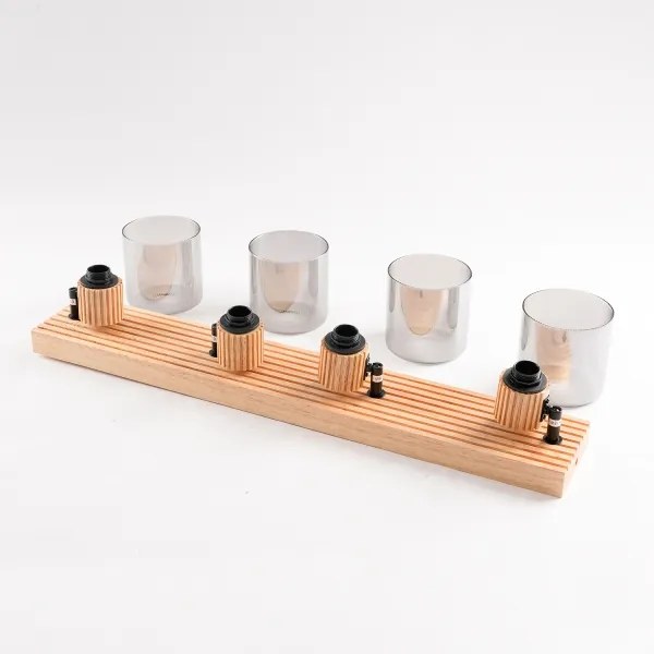 Brilagi - Bodové svietidlo HYGGE 4xE14/15W/230V drevo/dymové