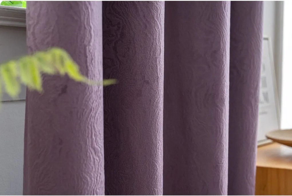 Zatemňovací záves DUNES VELVET 140x250 cm, fialový Zavesenie: Kovové krúžky