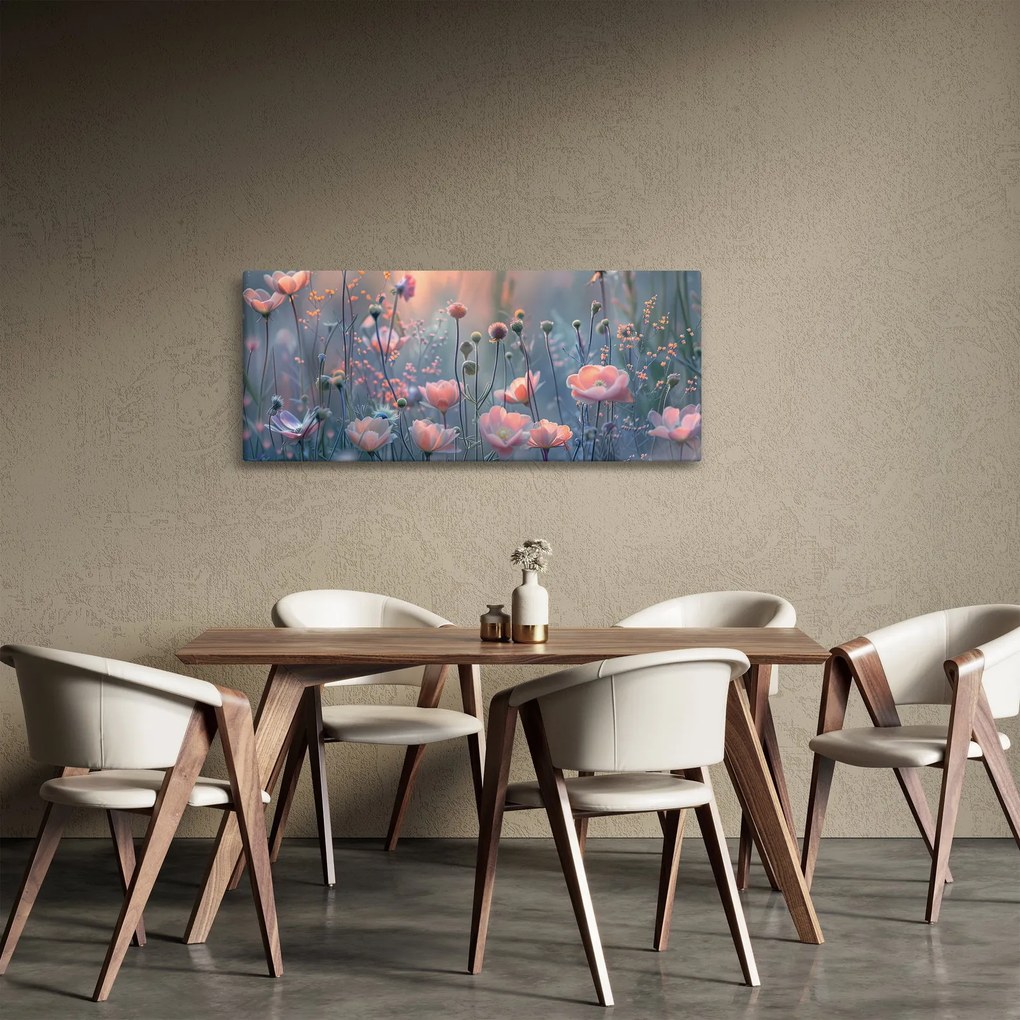 Obraz - Kvety v pastelových farbách (120x50 cm)