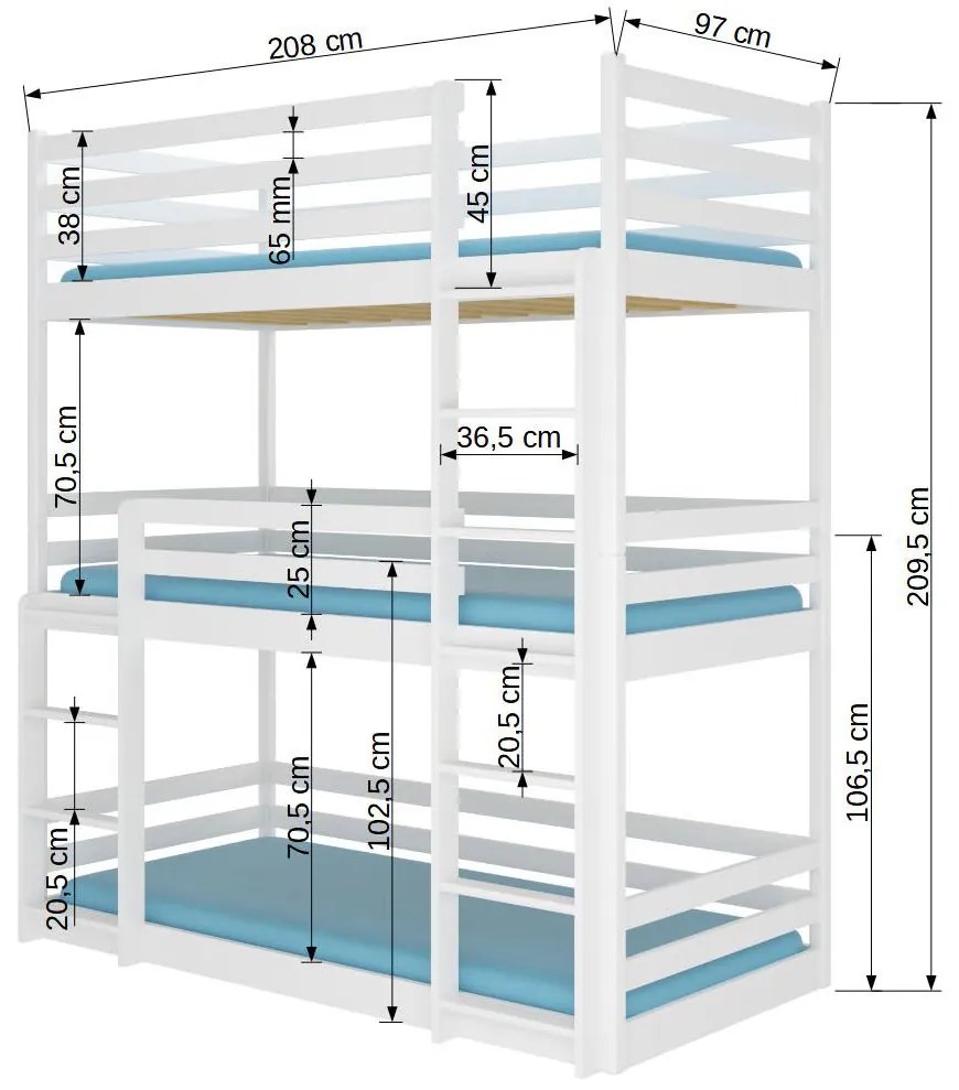 Poschodová detská posteľ 200x90 cm. Akcia -18%. Vlastná spoľahlivá doprava až k Vám domov. 1052297