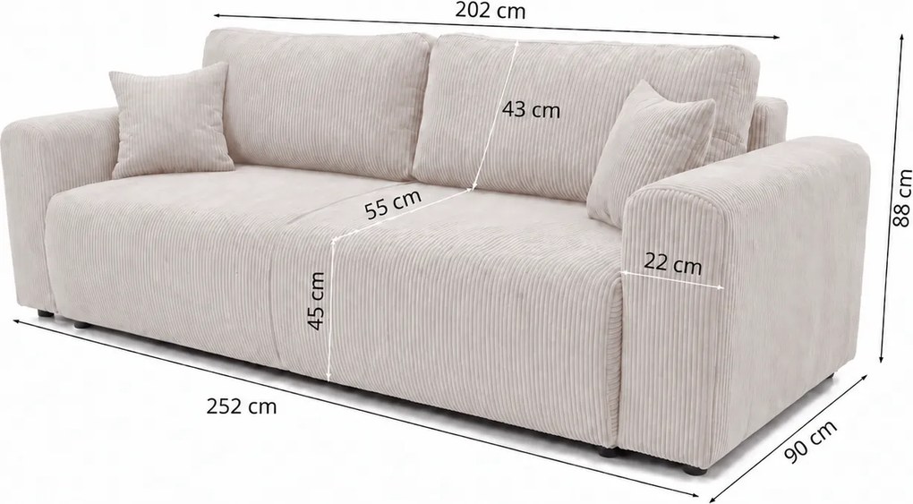 ROZKLADACIA POHOVKA SOREN 252x90 cm POSO 100